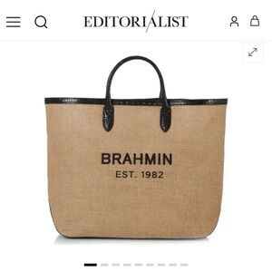 Brahmin Burlap Tote Bag